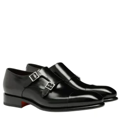 Santoni Leather doublebuckle shoe weiß Slides