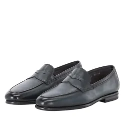Santoni Loafer aus Leder Dunkelblau Loafer