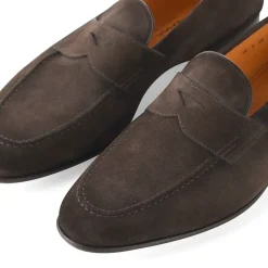 Santoni Loafers aus Veloursleder braun Schnürschuhe