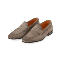 Santoni Loafers aus Veloursleder braun Schnürschuhe