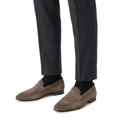 Santoni Loafers aus Veloursleder braun Schnürschuhe