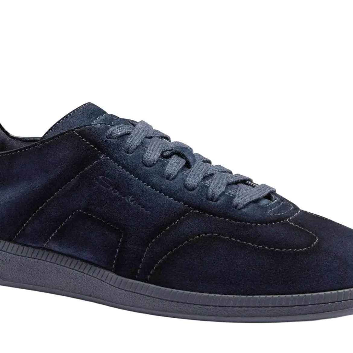 Santoni Men's suede sneaker Dunkelblau Low-Top-Sneaker
