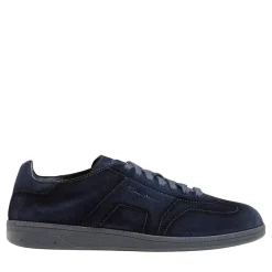 Santoni Men's suede sneaker Dunkelblau Low-Top-Sneaker