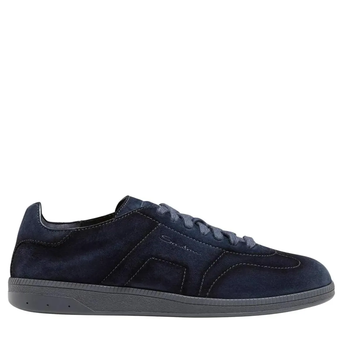 Santoni Men's suede sneaker Dunkelblau Low-Top-Sneaker