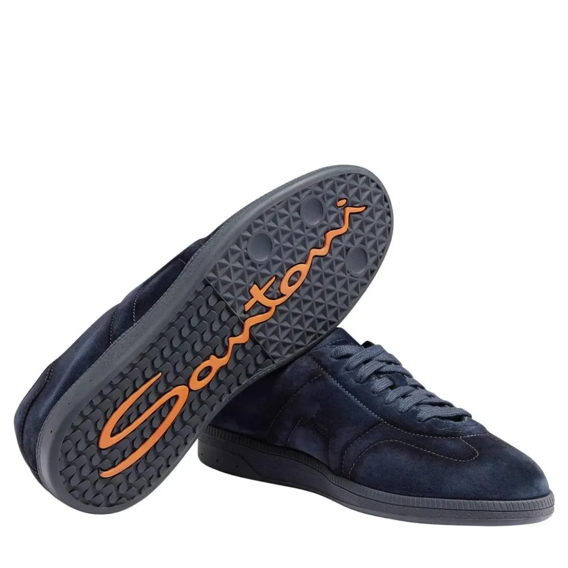 Santoni Men's suede sneaker Dunkelblau Low-Top-Sneaker