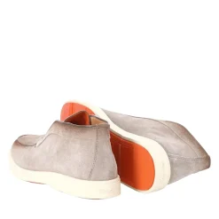 Santoni Mokassins aus Veloursleder grau Schnürschuhe