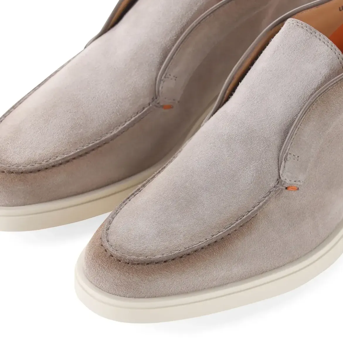 Santoni Mokassins aus Veloursleder grau Schnürschuhe