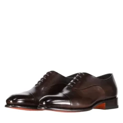 Santoni Oxfords aus Leder in Antik-Optik braun Schnürschuhe