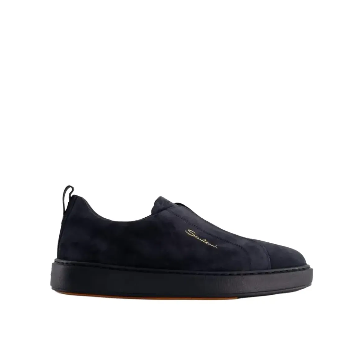 Santoni Round Toe Sneaker With Logo Blue Low-Top-Sneaker