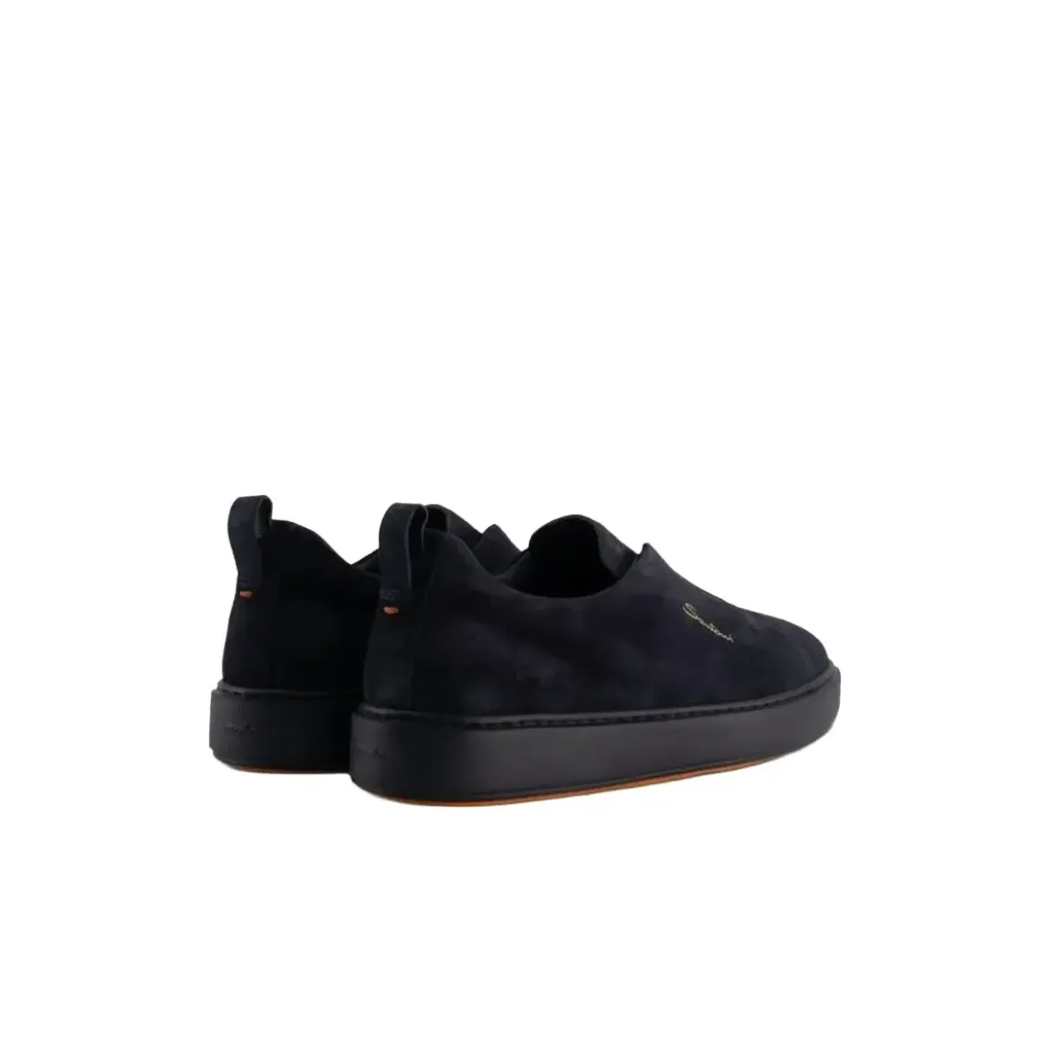 Santoni Round Toe Sneaker With Logo Blue Low-Top-Sneaker