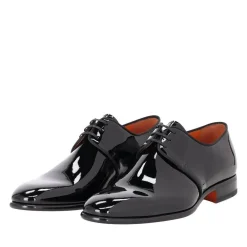 Santoni Schnürschuhe aus Lackleder schwarz Schnürschuhe
