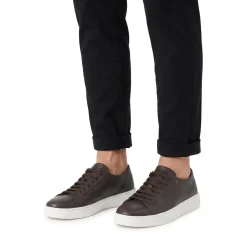 Santoni Sneaker aus Leder braun Schnürschuhe