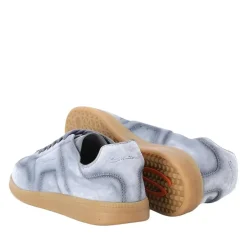 Santoni Sneaker aus Veloursleder blau Schnürschuhe