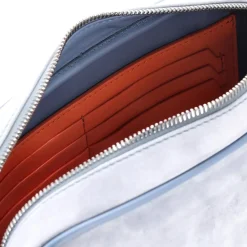 Santoni Travel Bag aus Veloursleder blau Clutch