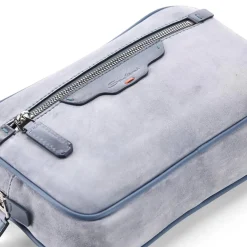 Santoni Travel Bag aus Veloursleder blau Clutch