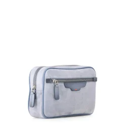 Santoni Travel Bag aus Veloursleder blau Clutch