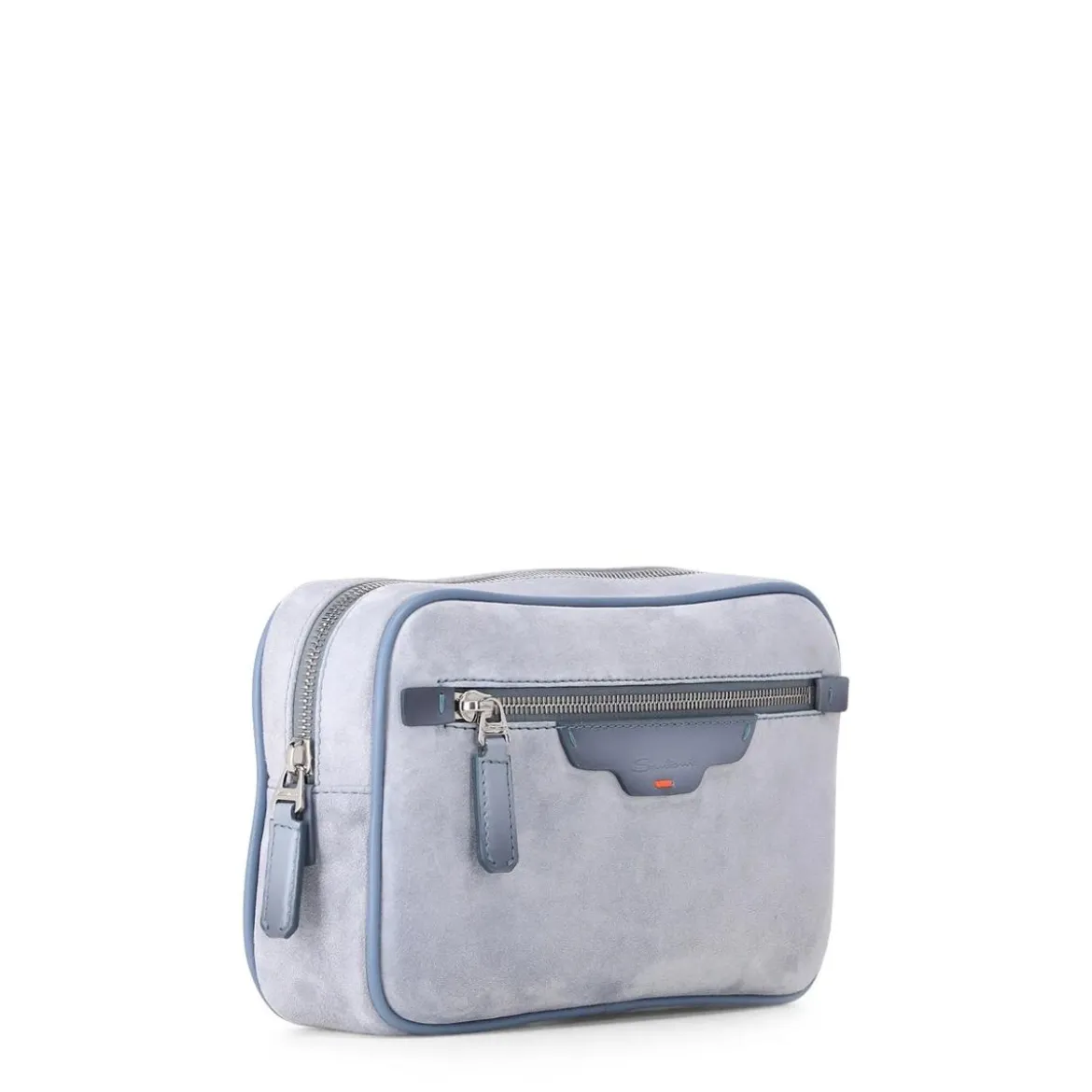 Santoni Travel Bag aus Veloursleder blau Clutch