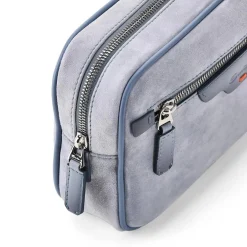 Santoni Travel Bag aus Veloursleder blau Clutch