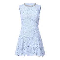 Self Portrait Blue Flower Lace Mini Dress Blue Minikleid