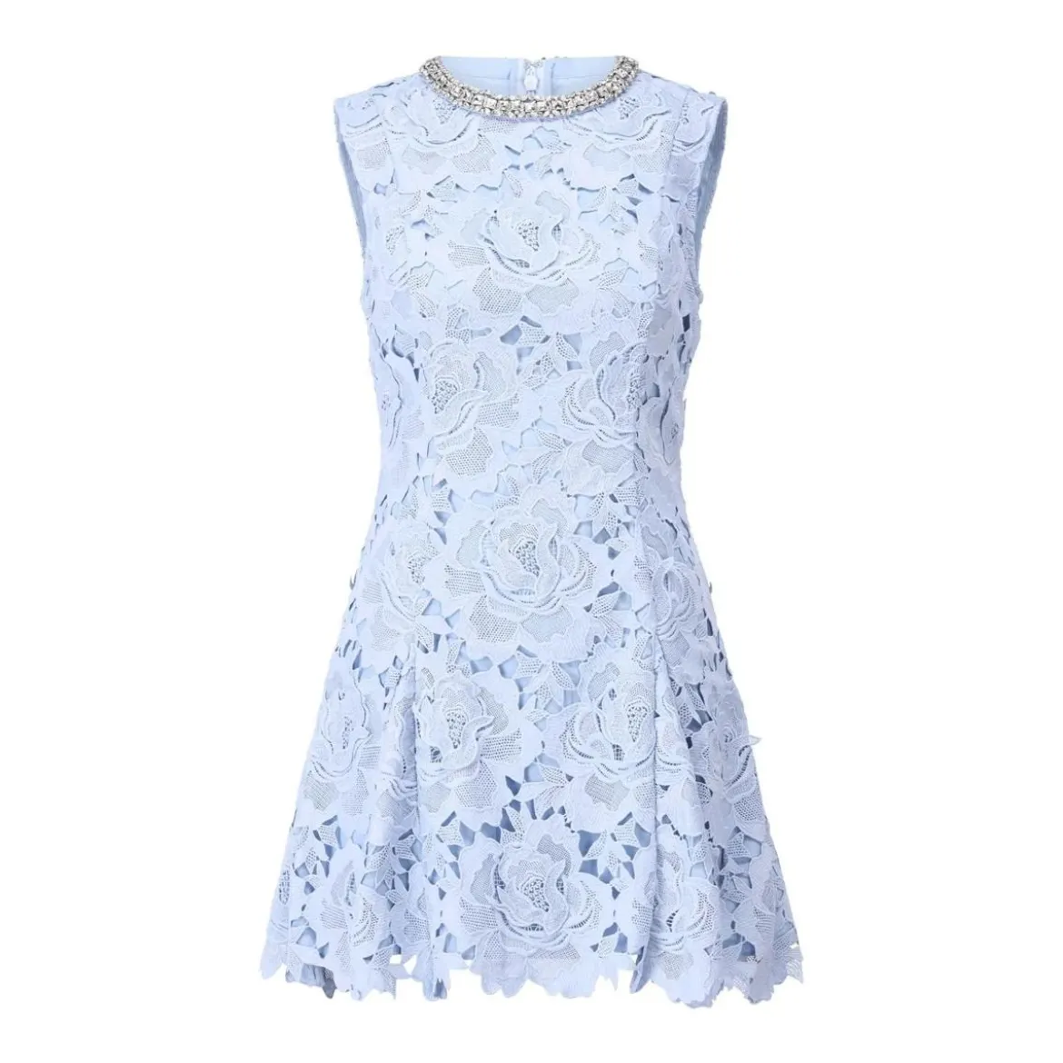 Self Portrait Blue Flower Lace Mini Dress Blue Minikleid