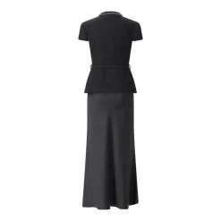 Self Portrait Maxi Kleid aus Woll-Mix schwarz Maxikleid