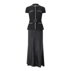 Self Portrait Maxi Kleid aus Woll-Mix schwarz Maxikleid