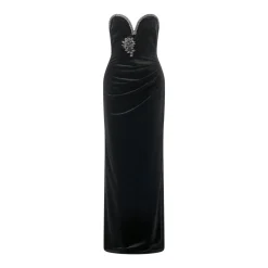 Self Portrait Maxikleid Black Velvet schwarz Maxikleid