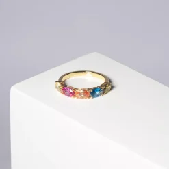 Sif Jakobs Jewellery Ellisse Cinque Ring Gold Pavéring