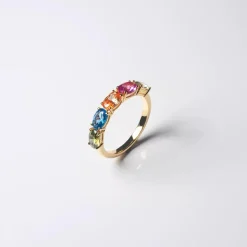 Sif Jakobs Jewellery Ellisse Cinque Ring Gold Pavéring