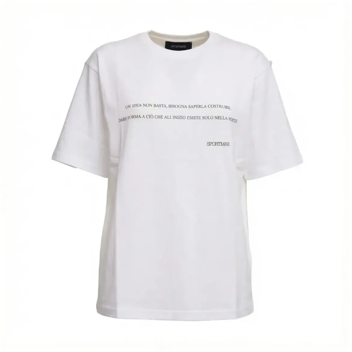 Sportmax Crewneck T-Shirt With Chest Print White T-Shirt