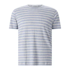 Stefan Brandt Gestreiftes T-Shirt Enno aus Leinen grau T-Shirt