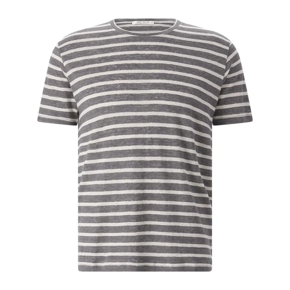 Stefan Brandt Gestreiftes T-Shirt Enno aus Leinen grau T-Shirt
