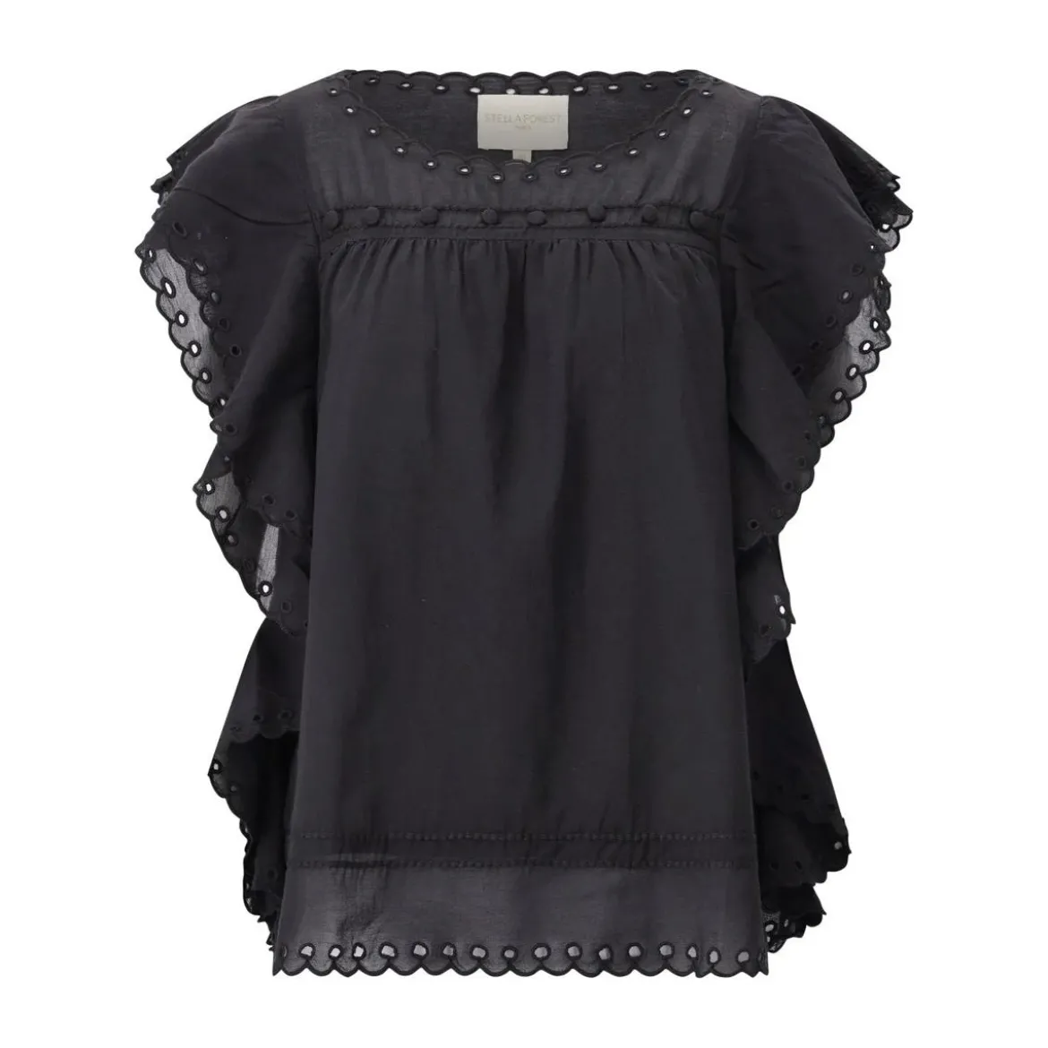 STELLA FOREST Blusenshirt Jayna mit Stickerei Schwarz Bluse