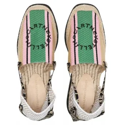 Stella McCartney Gaia Striped Raffia Platform Espadrilles Natural/Green Espadrilles