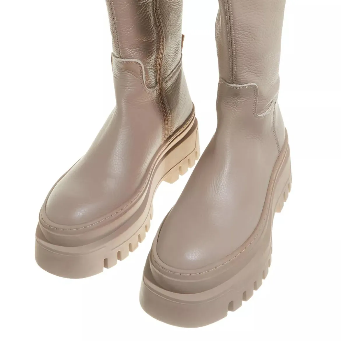Steve Madden Chipp Greige Leather Stiefel