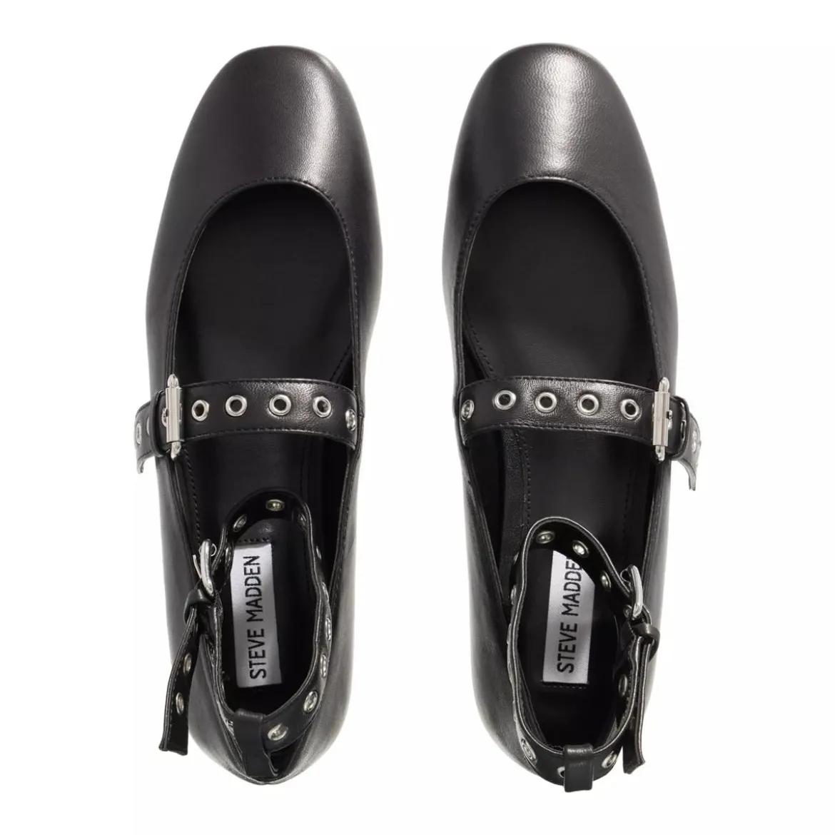 Steve Madden Macbeth Black Leather Ballerinas