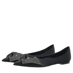 Steve Madden Magi Black Satin Ballerinas