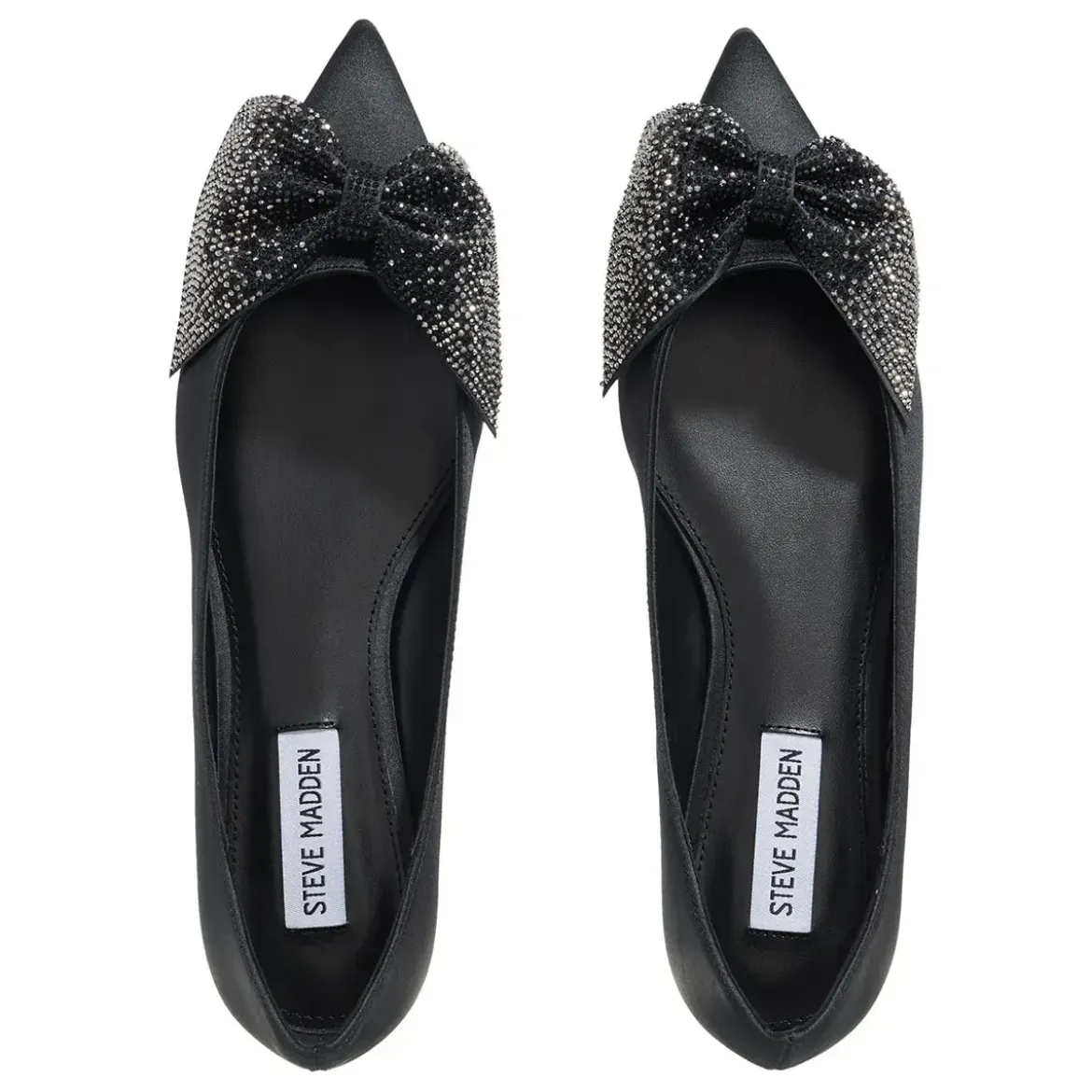 Steve Madden Magi Black Satin Ballerinas