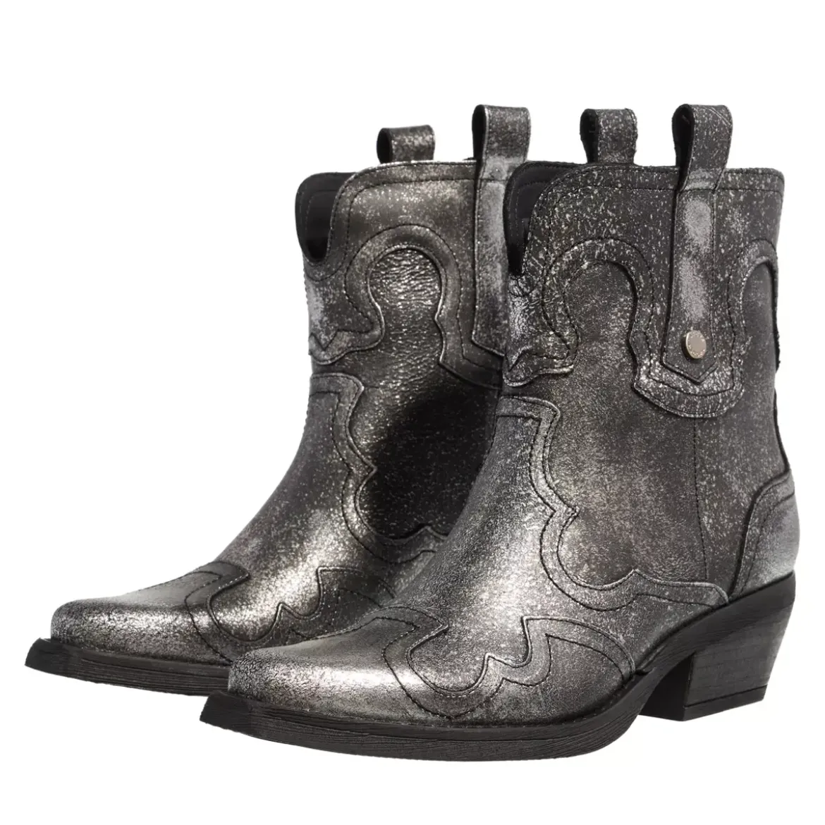 Steve Madden Waynoa Silver Leather Cowboy-Stiefel