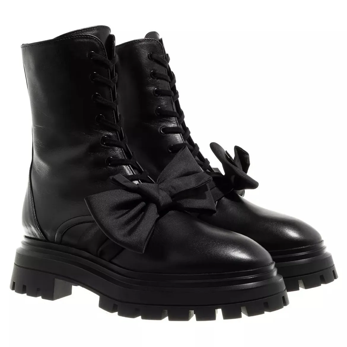 Stuart Weitzman Bedford Loveknot Bootie Black Schnürstiefel