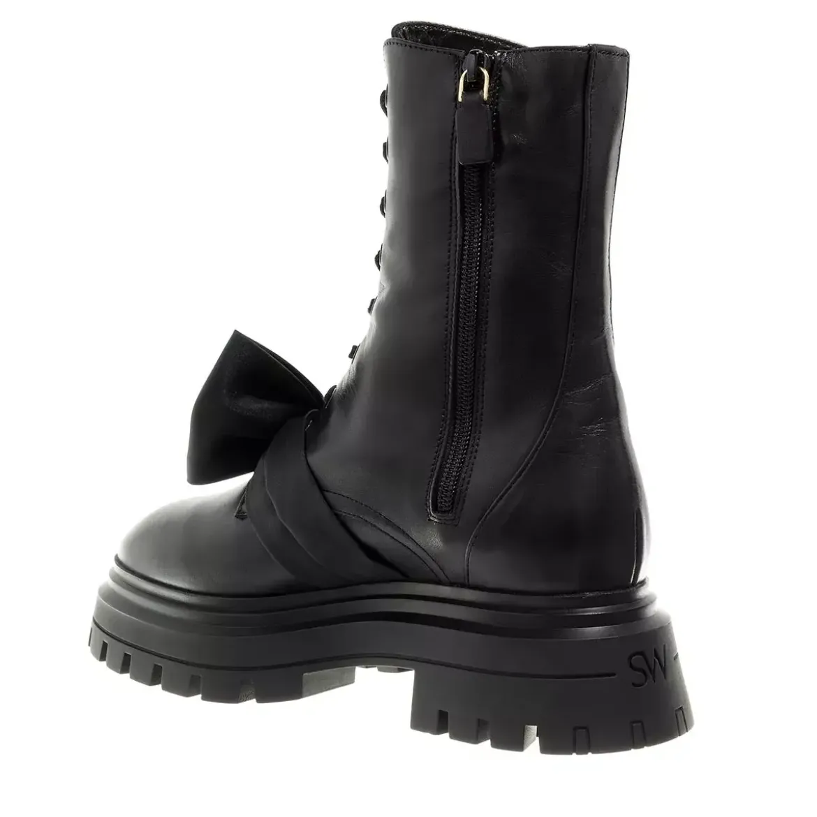 Stuart Weitzman Bedford Loveknot Bootie Black Schnürstiefel