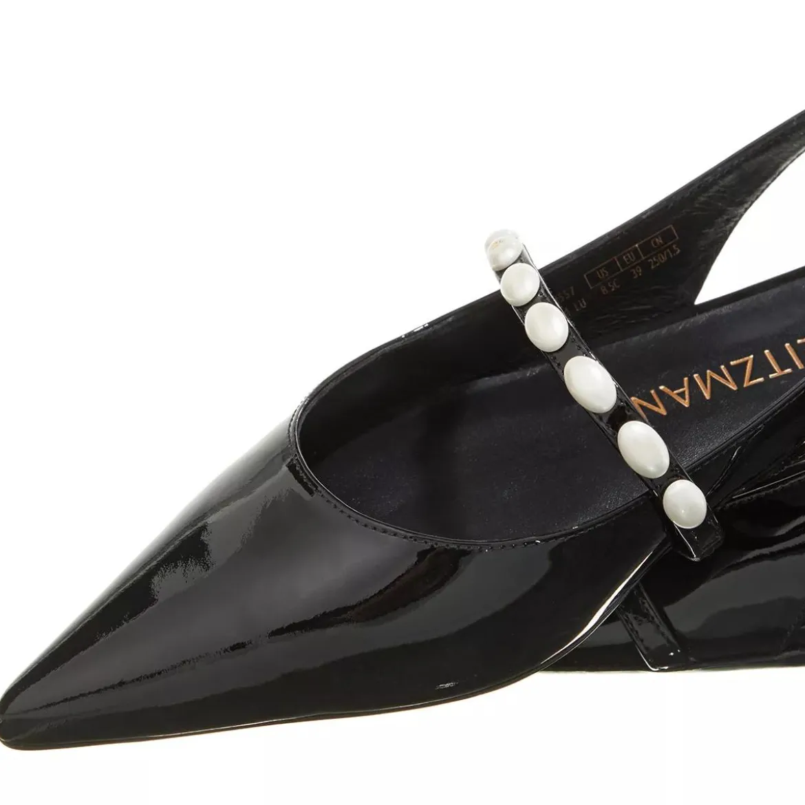 Stuart Weitzman Emlia Pearlita Slingback Flat Black Ballerinas