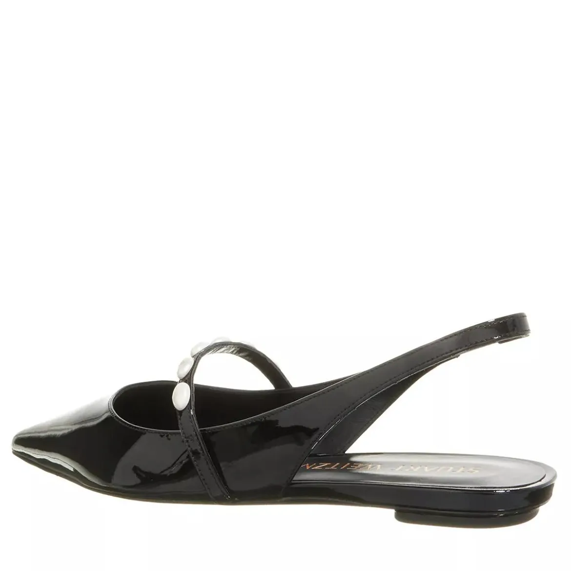 Stuart Weitzman Emlia Pearlita Slingback Flat Black Ballerinas