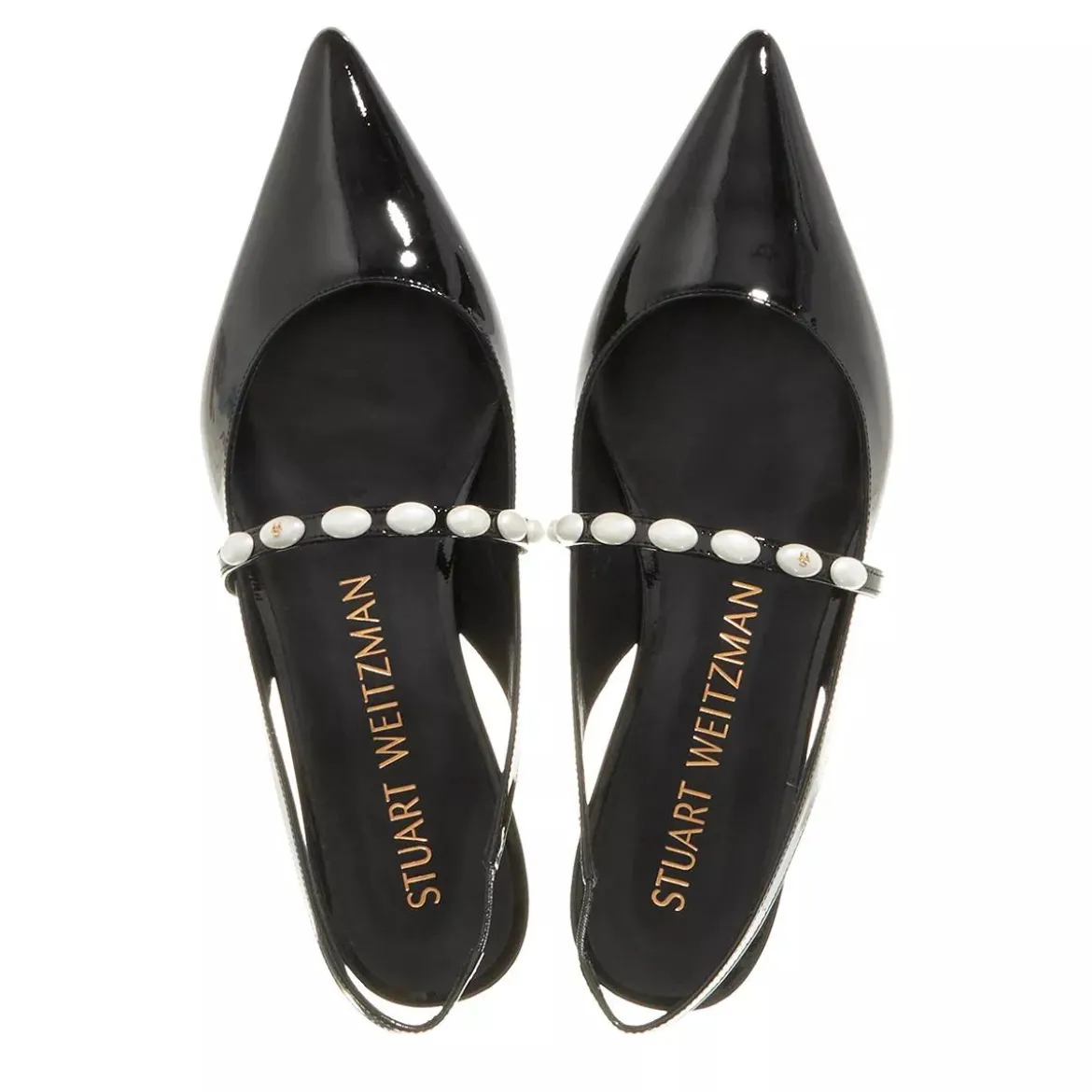 Stuart Weitzman Emlia Pearlita Slingback Flat Black Ballerinas