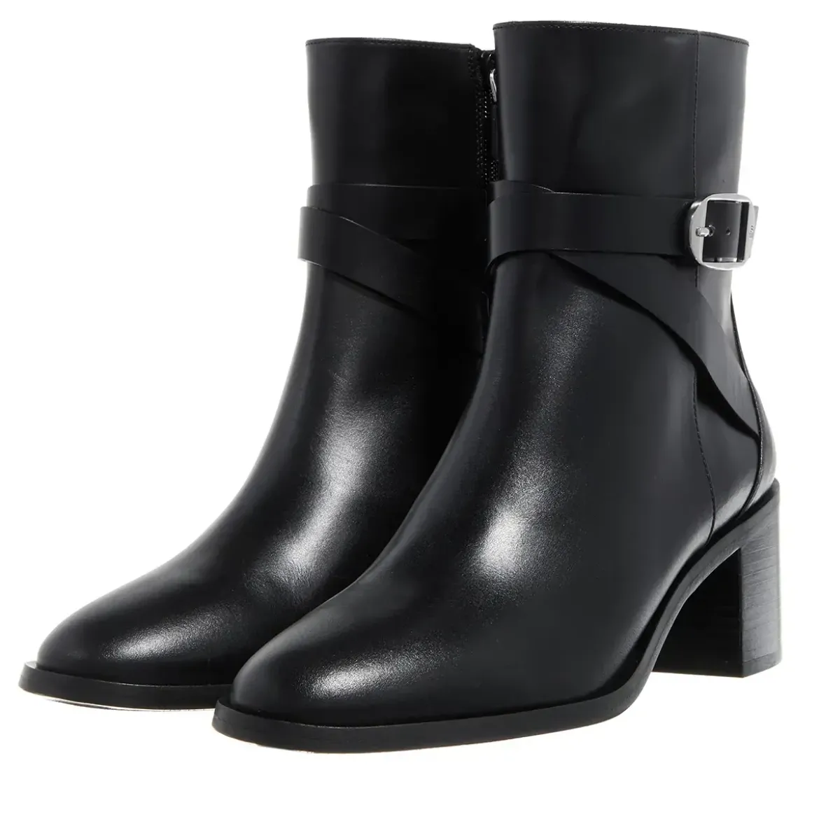Stuart Weitzman Esme Belted Zip Bootie Black Stiefeletten