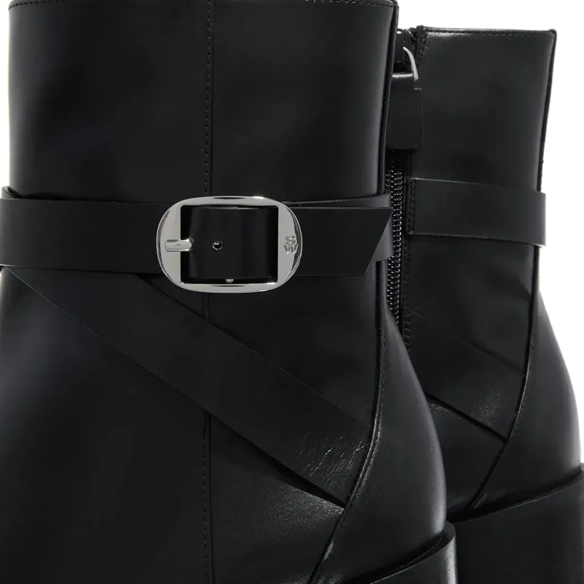 Stuart Weitzman Esme Belted Zip Bootie Black Stiefeletten