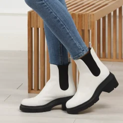 Stuart Weitzman Norah White Chelsea Boots