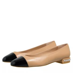 Stuart Weitzman Pearl Flat Adobe/Black Ballerinas