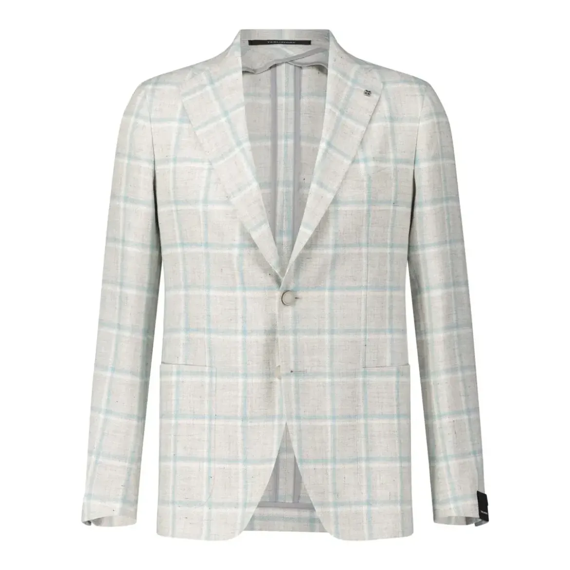Tagliatore Kariertes Sakko aus Leinen-Mix Grau Blazer