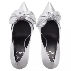 Ted Baker Ryal 100mm Metallic Bow Court Shoe Silver Pumps